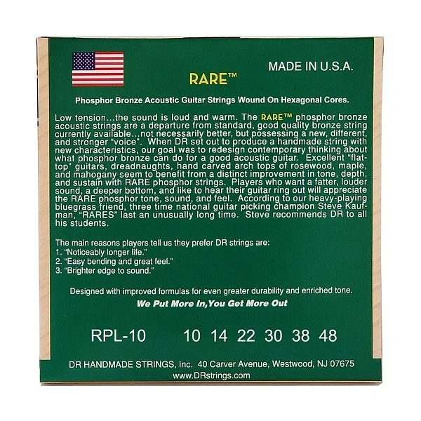 Струны для акустической гитары DR Rare RPL-10 10-48