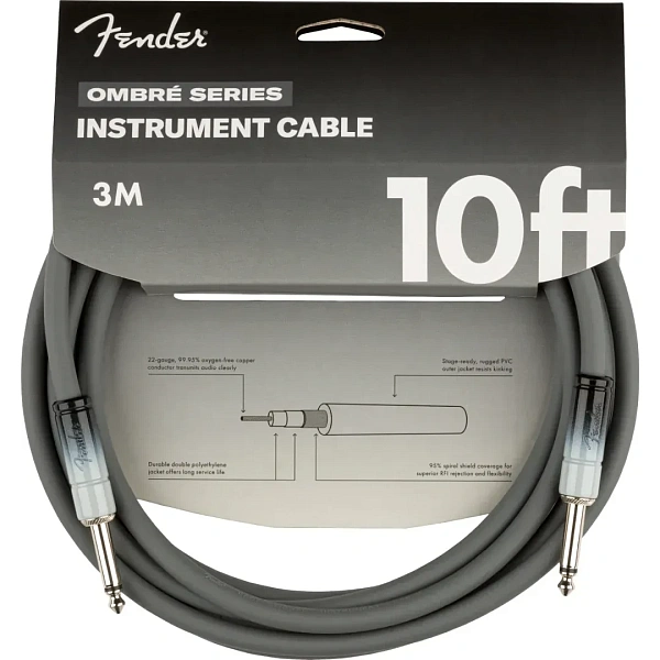 Инструментальный кабель Fender Ombre Instrument Cable Straight/Straight 10" Silver Smoke